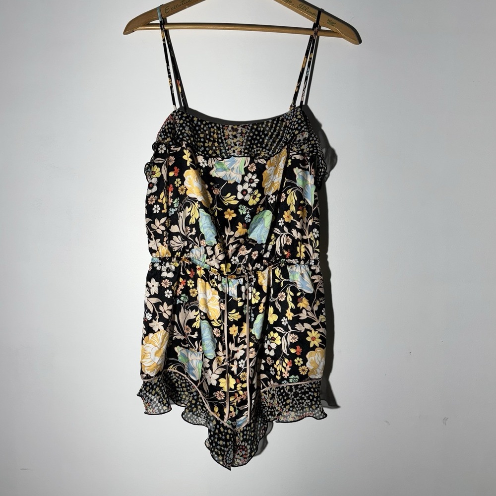 Victorias Secret Size Medium Sleep Romper Paisley Floral Ruffle Shorts One-Piece